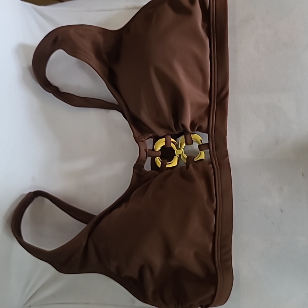 Women's swim top. Bra. Brown. Size 16 Venus.  Gold details. Never worn. NWOT.